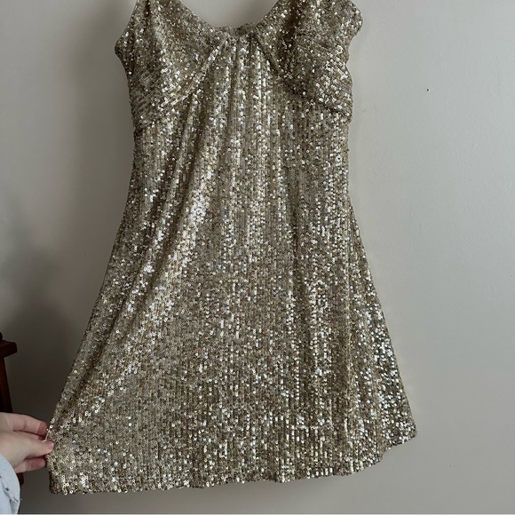 Full Gold Sequin Tank Mini Dress - Picture 3 of 9